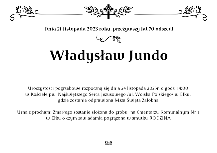 Władysław Jundo - nekrolog